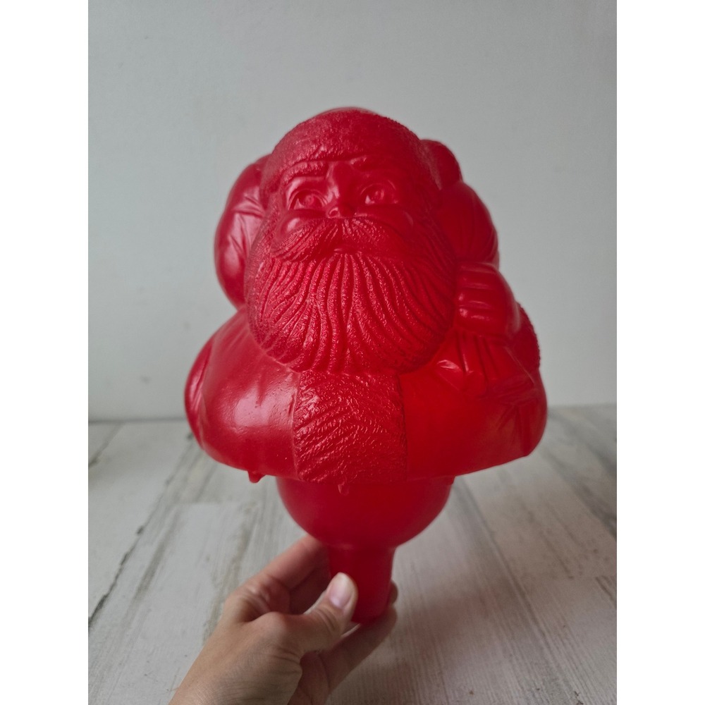 Vintage plastic blow mold Santa red unique topper Xmas decor tree
